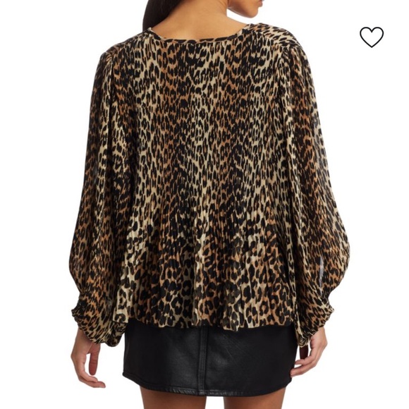 GANNI Leopard Pleated Top - Picture 6 of 6